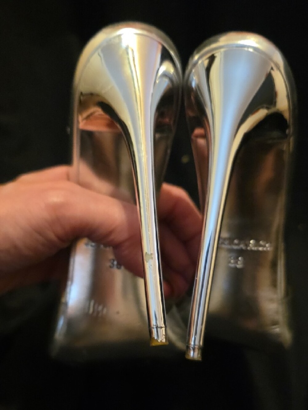 Clear Strap Silver Stiletto Mule Heel - Picture 10 of 15